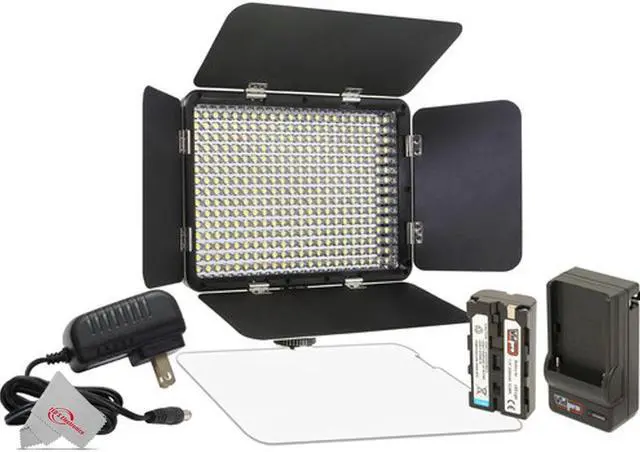 Main image of Vidpro LED-330X Varicolor Studio Video Lighting Kit with Built-in Barn Doors & Diffuser Includes Li-ion Battery & Charger, AC Adapter, Adjustable Shoe Mount
