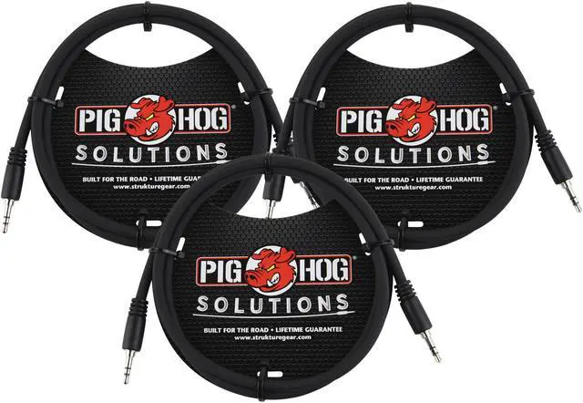 Main image of PigHog Cables Solutions 3.5mm TRS to 3.5mm TRS 3ft Adapter Cable - 3 Units