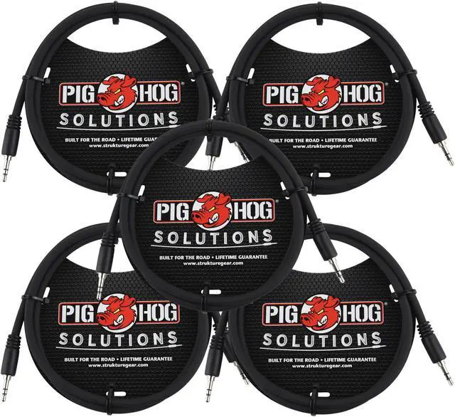 Main image of PigHog Cables Solutions 3.5mm TRS to 3.5mm TRS 3ft Adapter Cable - 5 Units