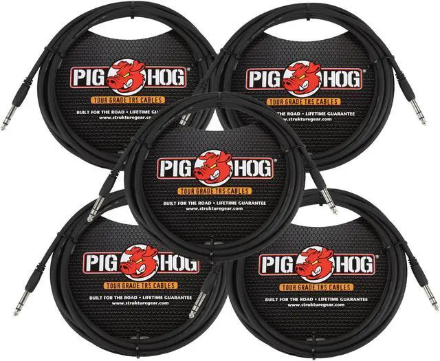 Main image of PigHog Cables 10ft 1/4" TRS - 1/4" TRS Cable - 5 Units