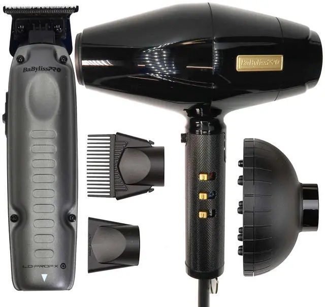 Main image of BaByliss PRO BLACKFX High-Performance Turbo Dryer + FXONE LO-PROFX Trimmer #FX729 Set