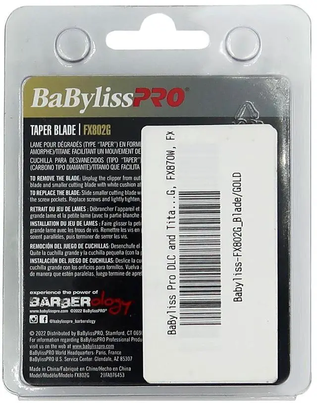 Alt view image 3 of 3 - BaByliss Pro DLC and Titanium Coated Replacement Clipper Blade Fits FX870G, FX870BN, FX870RG, FX870W, FXF880 #FX802G - 5 Units