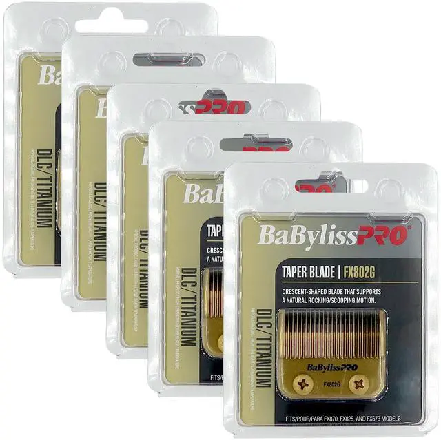 Main image of BaByliss Pro DLC and Titanium Coated Replacement Clipper Blade Fits FX870G, FX870BN, FX870RG, FX870W, FXF880 #FX802G - 5 Units