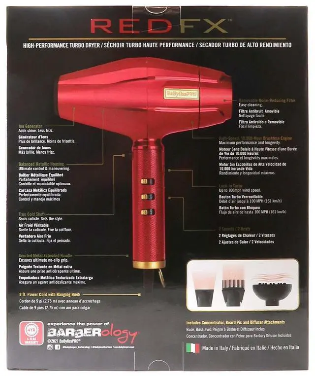 Alt view image 6 of 7 - BaByliss Pro Influencer Collection REDFX Dryer - Hawk the Barber Prodigy #FXBDR1 with Wahl Flat Top Comb White