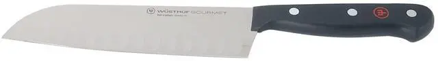 Alt view image 3 of 4 - Wusthof Gourmet 7" Hollow Edge Santoku Knife, Black