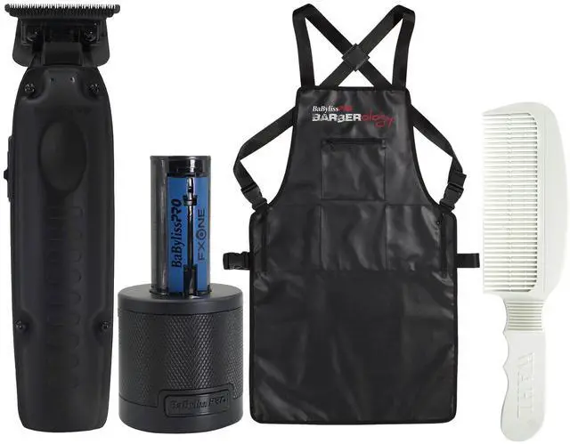 Main image of BaByliss Pro FXONE LO-PROFX LIMITED EDITION Trimmer - Matte Black (TOOL ONLY) #FX729MBLT with BaByliss Pro FXONE Accessories Kit and Flat Top Comb + Barber Apron