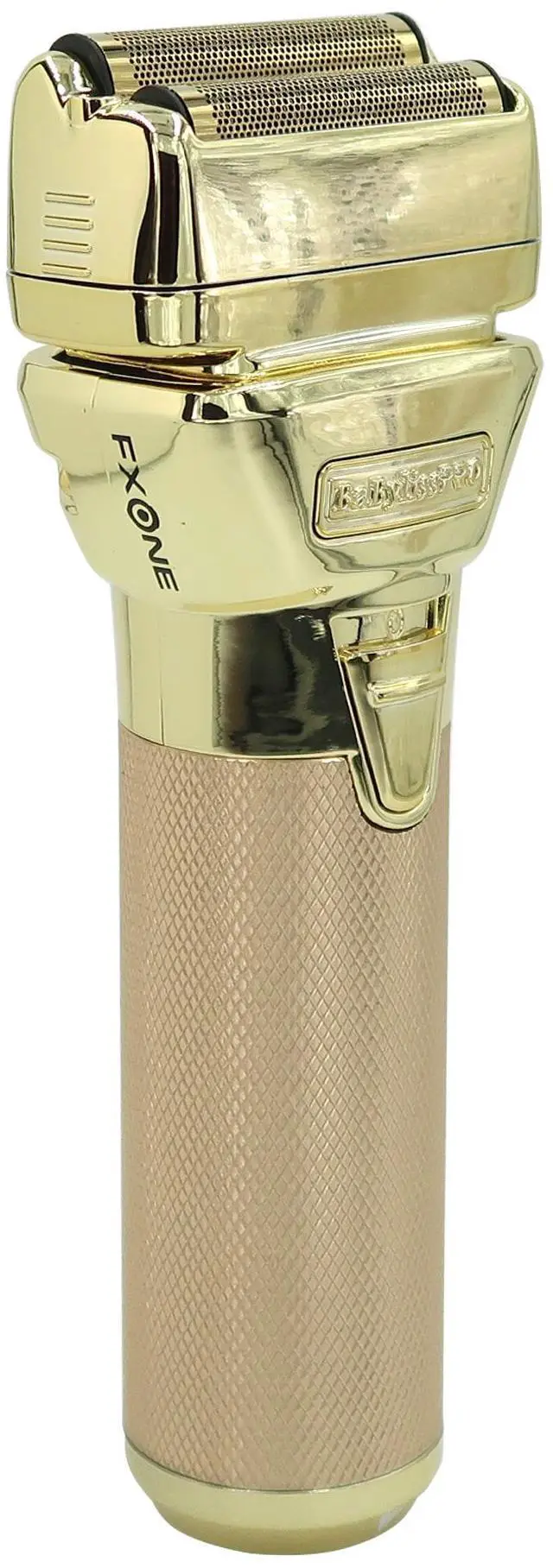 Alt view image 2 of 7 - BaByliss Pro FXONE GOLDFX All-Metal Interchangeable-Battery Shaver Gold #FX79FSG with Babyliss Pro Industrial Barber Apron and Wahl Flat Top Comb White