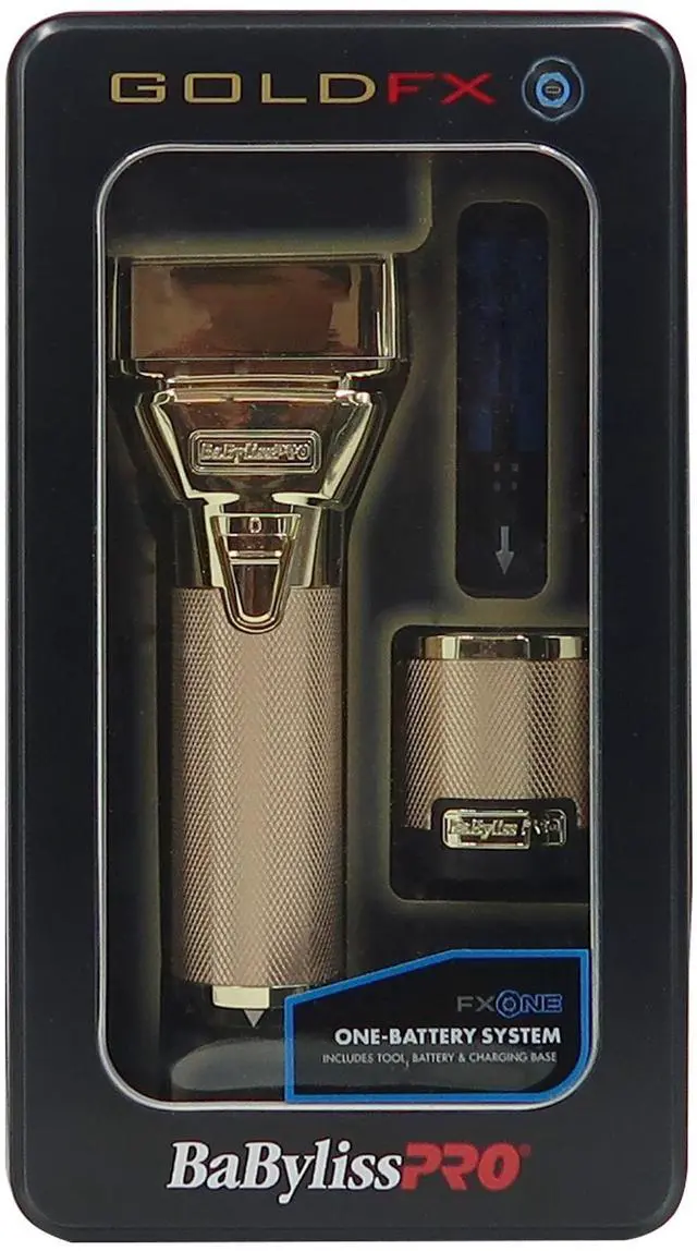 Alt view image 7 of 7 - BaByliss Pro FXONE GOLDFX All-Metal Interchangeable-Battery Shaver Gold #FX79FSG with Babyliss Pro Industrial Barber Apron and Wahl Flat Top Comb White