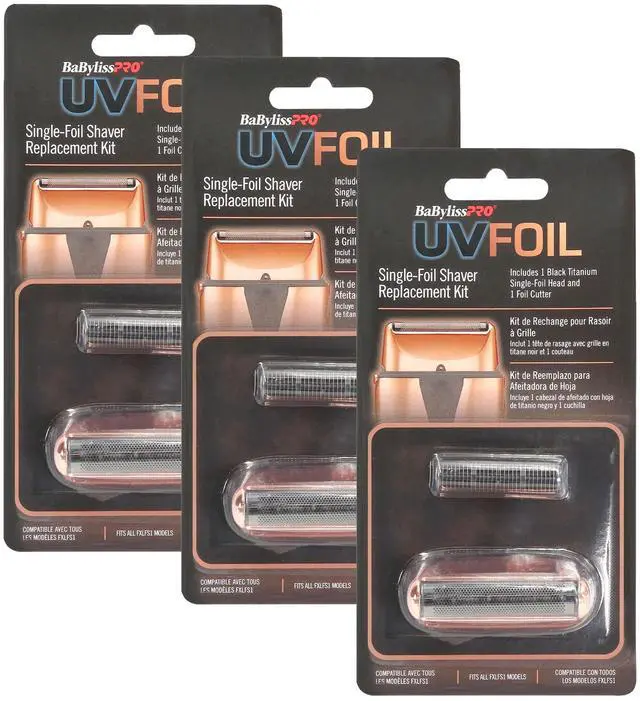 Main image of BaByliss Pro UVFOIL Single-Foil Shaver Replacement Kit [Single-Foil & Cutters] - Rose Gold #FXLRF1RG - 3 Units