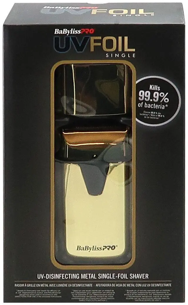 Alt view image 5 of 7 - BaByliss Pro UVFOIL UV-Disinfecting Metal Single Foil Shaver - Gold #FXLFS1G