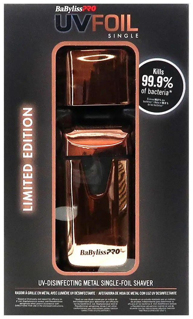 Alt view image 5 of 7 - BaByliss Pro LIMITED EDITION UVFOIL UV-Disinfecting Metal Single Foil Shaver - Rose Gold #FXLFS1RG