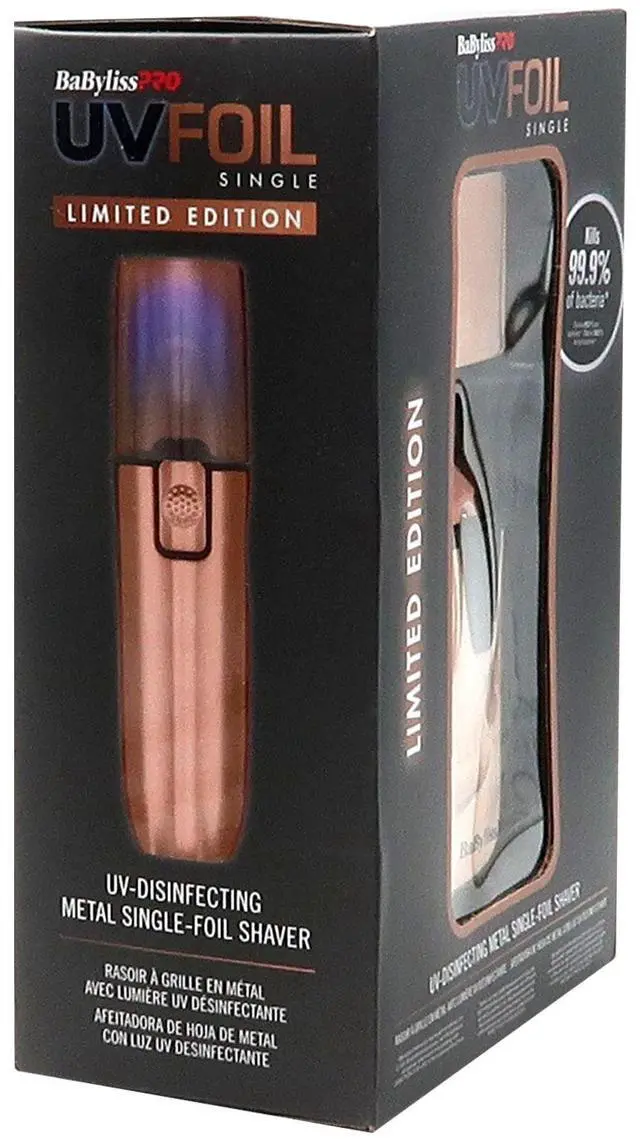Alt view image 4 of 7 - BaByliss Pro LIMITED EDITION UVFOIL UV-Disinfecting Metal Single Foil Shaver - Rose Gold #FXLFS1RG
