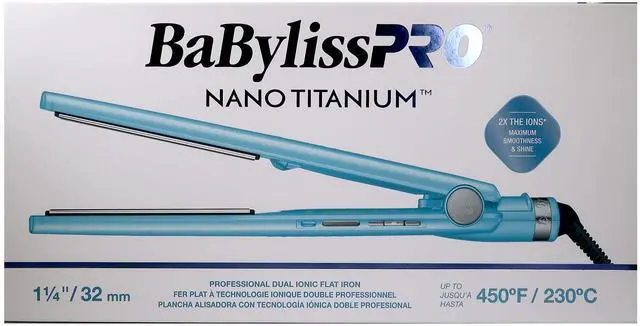 Alt view image 5 of 7 - BaByliss Pro Nano Titanium Professional Dual Ionic Flat Iron 1¼" #BNT9125TUC (Dual Voltage) with BaByliss Pro Nano Titanium Extended Barrel Curling Iron BNTW125XLUC