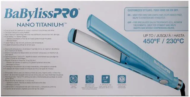 Alt view image 6 of 7 - BaByliss Pro Nano Titanium Professional Dual Ionic Flat Iron 1¼" #BNT9125TUC (Dual Voltage) with BaByliss Pro Nano Titanium Extended Barrel Curling Iron BNTW125XLUC