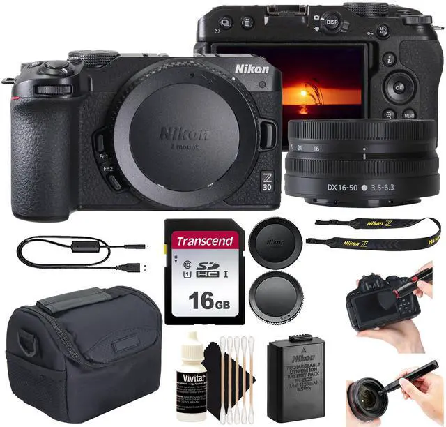 Main image of Nikon Z30 20.2MP APS-C Mirrorless Camera with DX 16-50mm Lens (Black) Starter Bundle