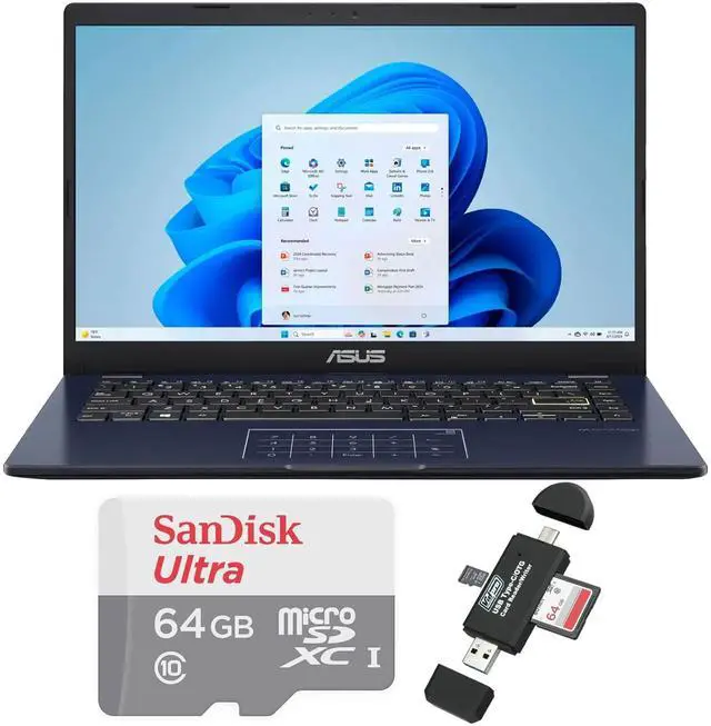 Main image of ASUS 14" FHD Laptop - Intel Pentium N6000 with 64GB Memory Card and Card Reader