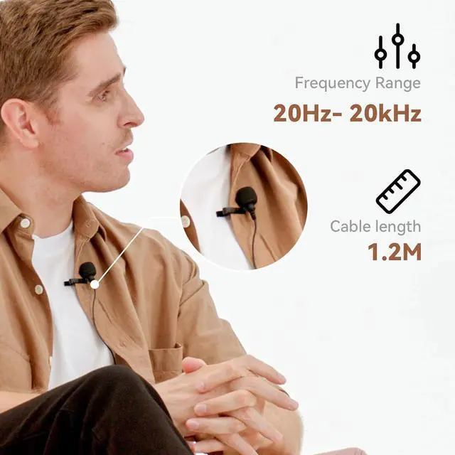 Alt view image 10 of 12 - Hollyland Omnidirectional Lavalier Microphone for LARK MAX Mic System (Black)