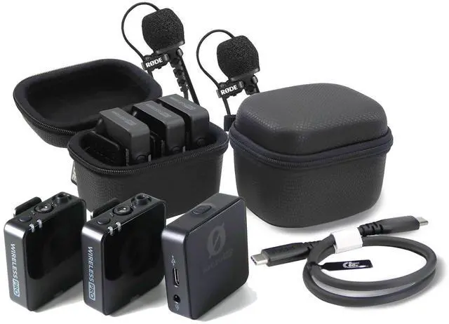 Alt view image 3 of 16 - RODE Wireless PRO Compact Wireless Microphone System with Timecode, 32-bit Float On-board Recording, 2 Lavalier Microphones and Smart Charge Case for Filmmaking and Content Creation