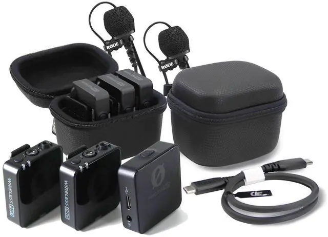 Alt view image 4 of 16 - RODE Wireless PRO Compact Wireless Microphone System with Timecode, 32-bit Float On-board Recording, 2 Lavalier Microphones and Smart Charge Case for Filmmaking and Content Creation