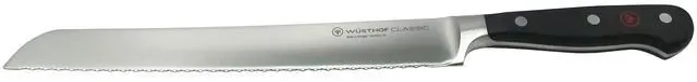Alt view image 7 of 7 - Wusthof Classic 9" Bread Knife Silver with Wusthof Gourmet 7" Hollow Edge Santoku Knife Black