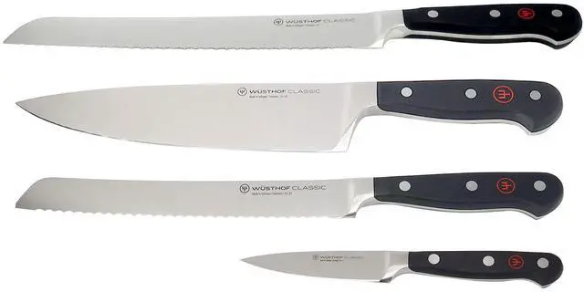 Main image of Wusthof Classic 9" Bread Knife Silver with Wusthof Classic 3-Piece Knife Set  3.5" Paring, 8" Bread, and Chefs Knives