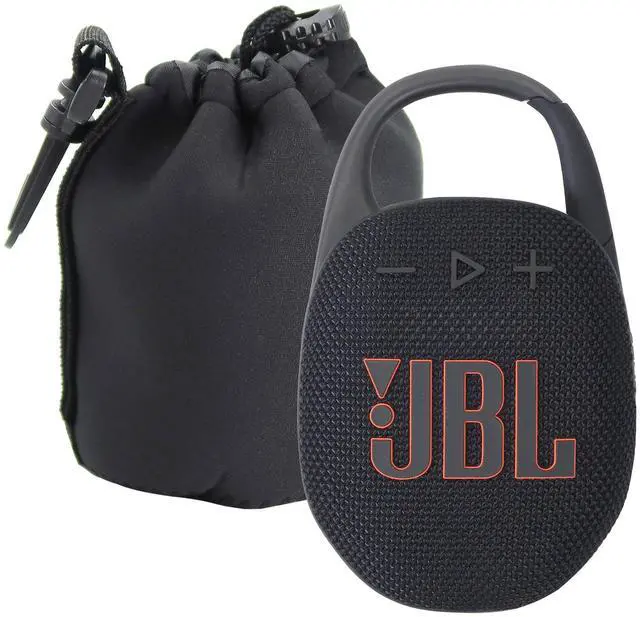 Main image of JBL Clip 5 Portable Waterproof Dustproof Wireless Speaker (Black) with Waterproof Speaker Pouch