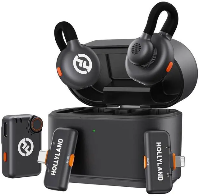 Alt view image 2 of 7 - Hollyland Lark M2S Ultimate Combo (Camera RX+USB-C RX+Lightning RX) Wireless Lavalier Microphone for iPhone/Camera/Android/PC, Compact Mic, Titanium Clip, Noise Cancelling, Content Creation