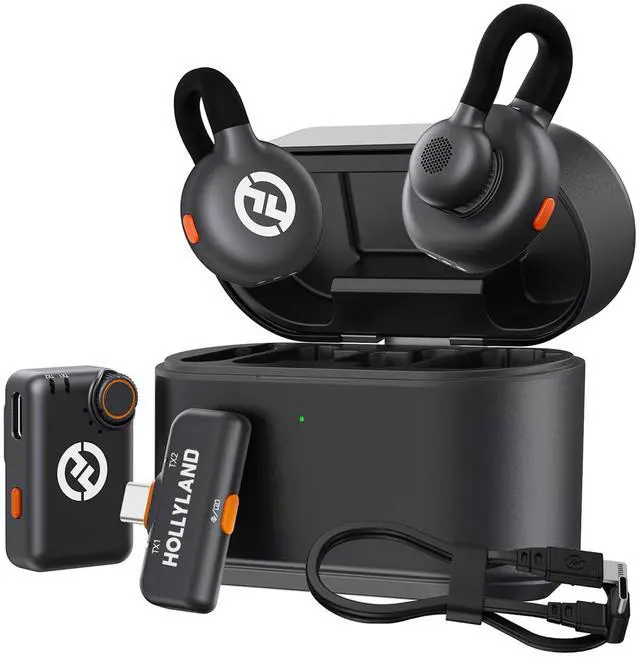 Main image of Hollyland LARK M2S Combo 2-Person Wireless Microphone System with USB-C to Lightning - Universal Compatibility (2.4 GHz, Space Gray)