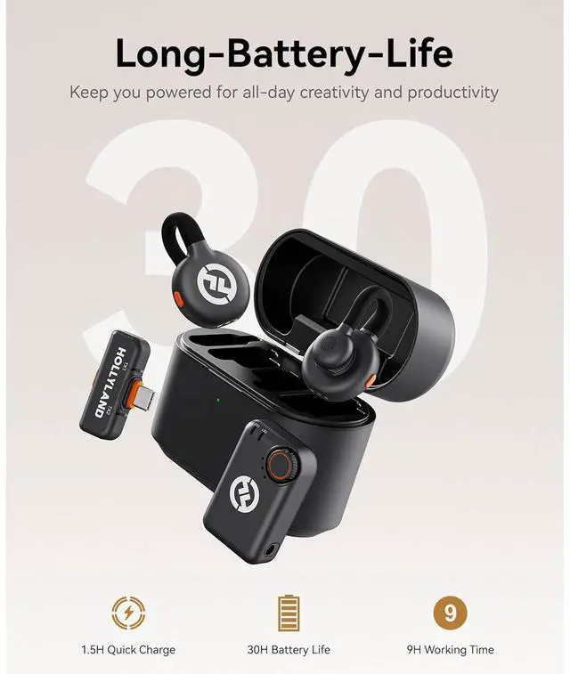 Alt view image 6 of 7 - Hollyland LARK M2S Combo 2-Person Wireless Microphone System with USB-C to Lightning - Universal Compatibility (2.4 GHz, Space Gray)