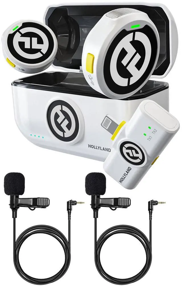 Main image of Hollyland LARK M2 DUO 2-Person Wireless Microphone System with Lightning Connector + 2x Lavalier Microphone