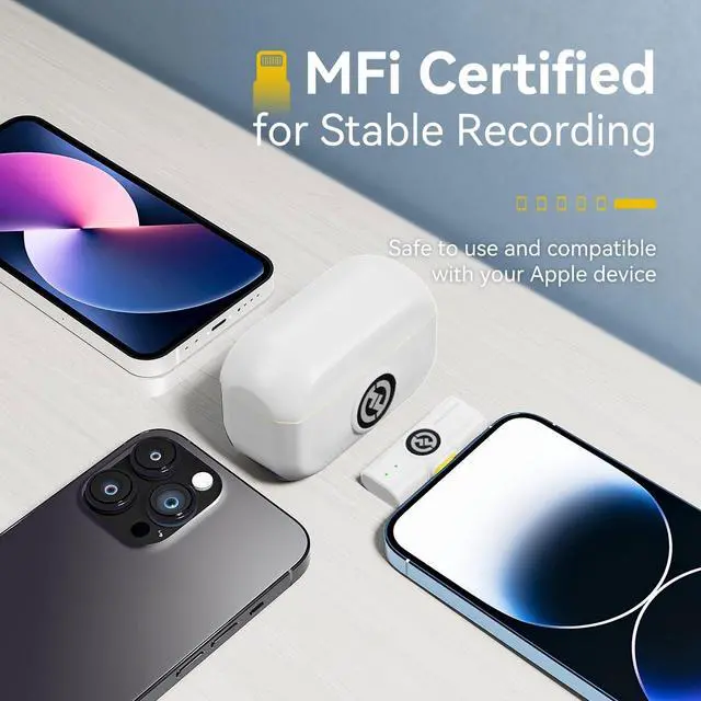 Alt view image 4 of 7 - Hollyland LARK M2 DUO 2-Person Wireless Microphone System with Lightning Connector + 2x Lavalier Microphone