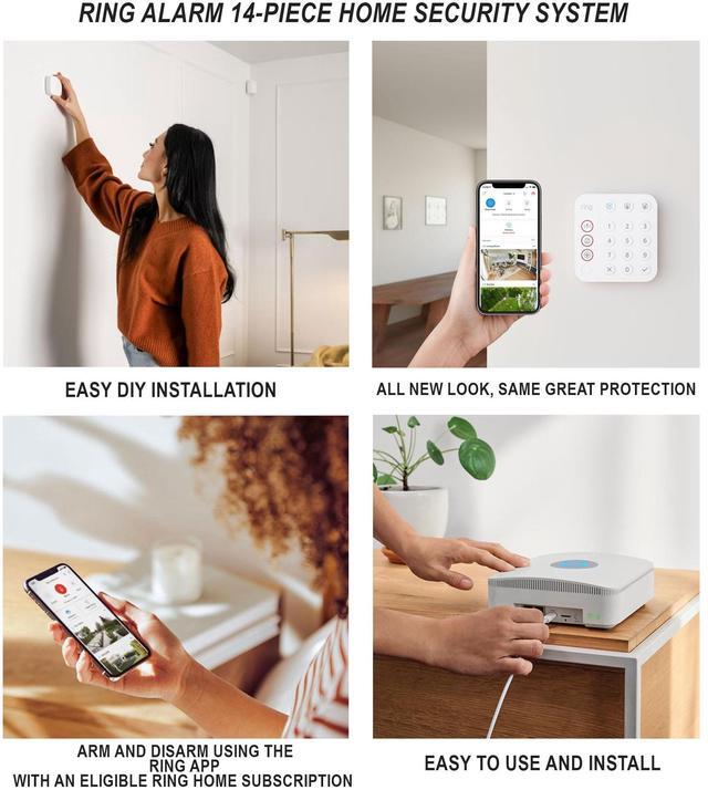 Alt view image 2 of 7 - Ring Alarm 14-Piece Home Security Kit  Wireless System, Works with Alexa and 2x Ring 1080p Video Doorbell (2020 Release, Satin Nickel)