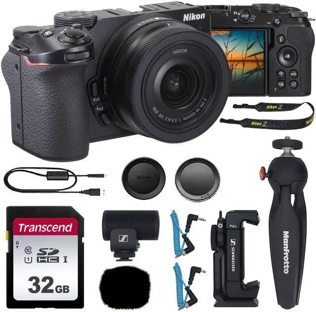 Main image of Nikon Z30 Mirrorless Camera with DX 16-50mm Lens (Black) with Sennheiser Professional MKE 200 Mobile Kit and Transcend 32GB SDXC/SDHC Memory Card