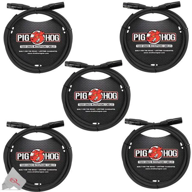 Main image of Pig Hog 8mm XLR Microphone Cable Male to Female 6 Ft Fully Balanced Premium Mic Cable - 5 Units
