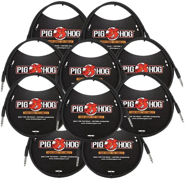 Main image of Pig Hog 3ft 1/4" TRS - 1/4" TRS Cable - 10 Units