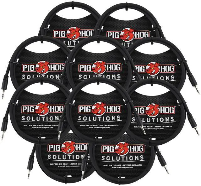 Main image of Pig Hog Solutions 3.5mm TRS to 3.5mm TRS Adapter Cable, 9ft - 10 Units