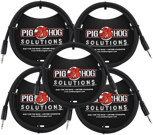 Main image of Pig Hog Solutions 3.5mm TRS to 3.5mm TRS Adapter Cable, 9ft - 5 Units