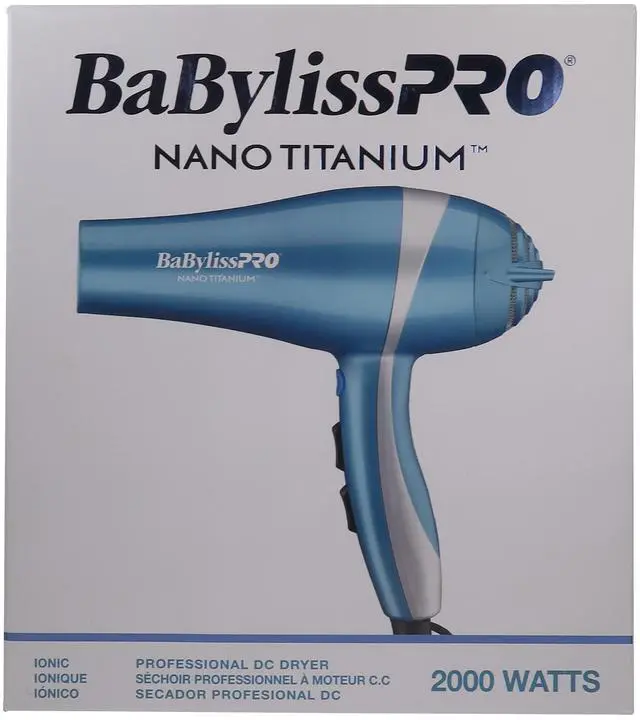 Alt view image 4 of 5 - BaByliss Pro Nano Titanium Lightweight Ionic Hair Dryer BNT5548 (Blue) with BaByliss Pro Barberology 9" Comb (Black)