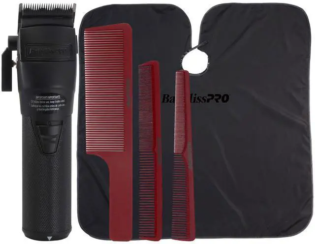 Main image of BaByliss Pro FXONE BLACKFX All-Metal Interchangeable-Battery Clipper FX899MB with Professional Cutting Cape and Comb Set (Clipper, Cutting, Taper Combs)