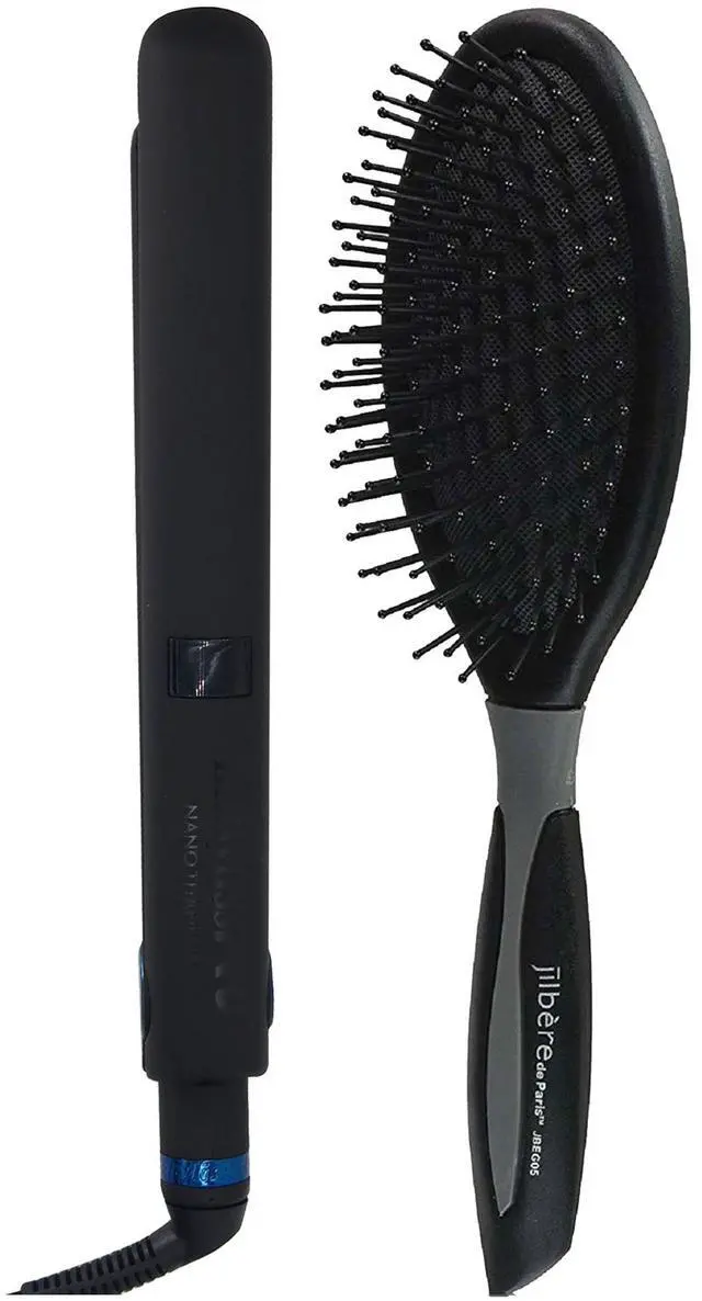 Main image of BaByliss Pro Nano Titanium LIMITED EDITION 1" Digital Flat Iron BNTMB4095TUC with Conair Pro Ergo-Grip Detangler Brush