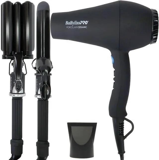 Alt view image 2 of 7 - BaByliss Pro Porcelain Ceramic Gift Box (Dryer, Waver, Curling Iron) BPPP7 with Nano Titanium LIMITED EDITION 1" Digital Flat Iron BNTMB4095TUC