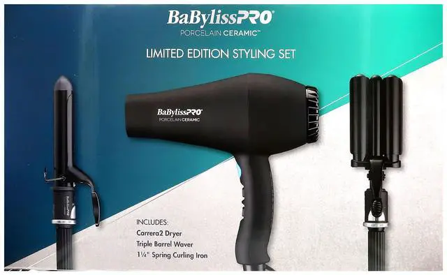 Alt view image 6 of 7 - BaByliss Pro Porcelain Ceramic Gift Box (Dryer, Waver, Curling Iron) BPPP7 with Nano Titanium LIMITED EDITION 1" Digital Flat Iron BNTMB4095TUC