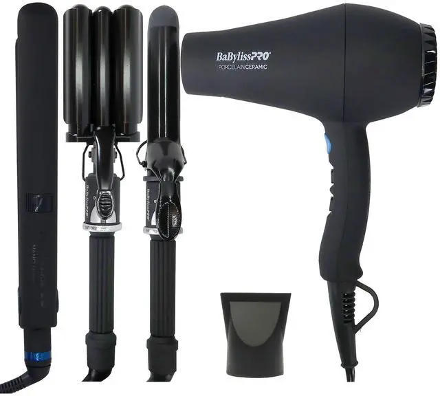 Main image of BaByliss Pro Porcelain Ceramic Gift Box (Dryer, Waver, Curling Iron) BPPP7 with Nano Titanium LIMITED EDITION 1" Digital Flat Iron BNTMB4095TUC