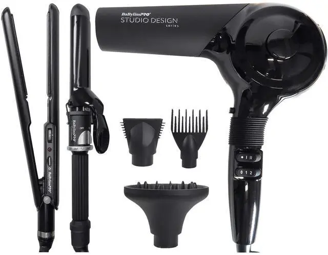 Main image of BaByliss Pro Studio Design Series Sensor Hair Dryer BCI800UC with Porcelain Ceramic Limited Edition 1" Straightening Iron, 1¼" Spring Curling Iron Set BPCPP6UC