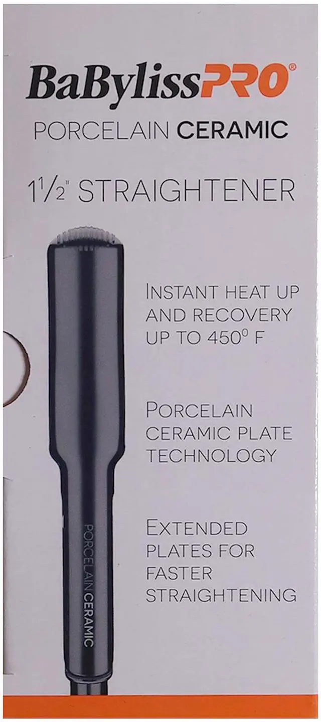 Alt view image 7 of 7 - BaByliss Pro Porcelain Ceramic 1½" Straightening Iron BP9559UC with Flat Top Comb