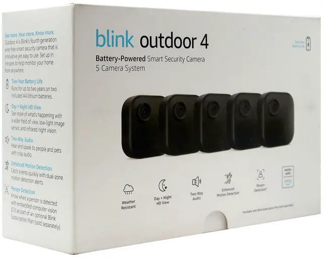 Alt view image 8 of 10 - Blink Outdoor 4 5-Camera Wireless 1080p Security System with Up to Two-year Battery Life B0B1N4LM4J Black