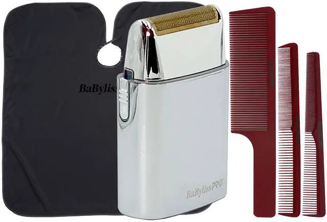 Main image of BaByliss Pro Professional Hypoallergenic Single Foil Cordless Shaver FXFS1 with Barberology Cutting Cape and Barberology Comb Set (Clipper, Cutting, Taper Combs)