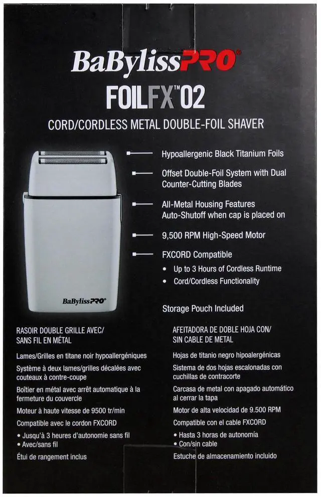 Alt view image 6 of 7 - BaByliss Pro LIMITED EDITION Cordless Metal Double Foil Shaver (Gray) FXFS2GY