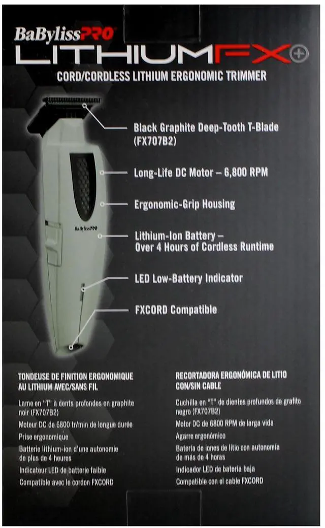 Alt view image 6 of 7 - Babyliss Pro Trimmer FX773NGY + LithiumFX+ Double Foil Shaver FXFS573GY Cordless Grooming Set