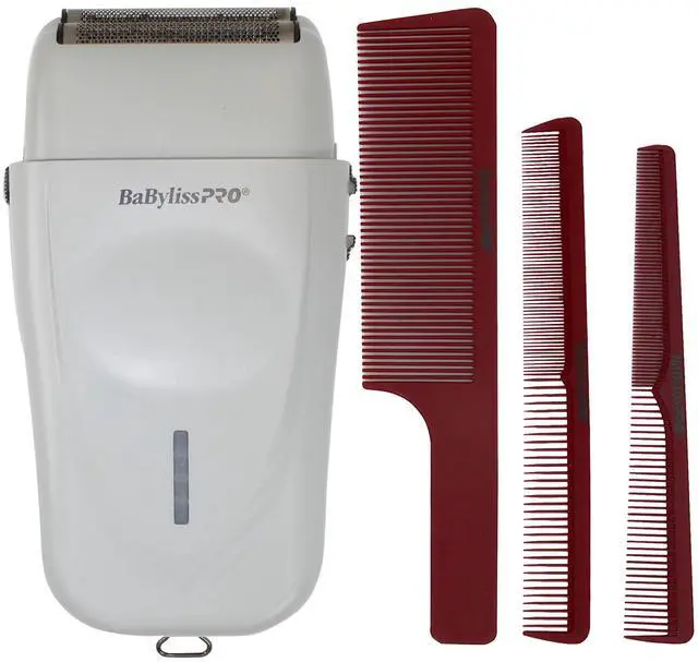 Main image of BaByliss Pro Limited Edition LithiumFX+ Cord/Cordless Lithium Ergonomic Double Foil Shaver (Gray) FXFS573GY with Barberology Comb Set - Red